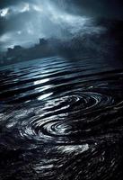 a water vortex, dark water, storm, horror, scarry photo