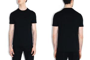 Isolated black t-shirt model front view photo