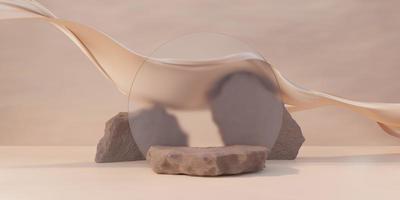 3D rendering, Brown stone podium, Cosmetic display stand on brown background. presentation backdrop. photo