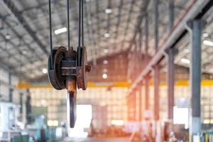Overhead crane stop in crane home in factory industry work of engineering photo
