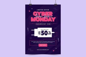 Cyber Monday poster or flyer design template vector