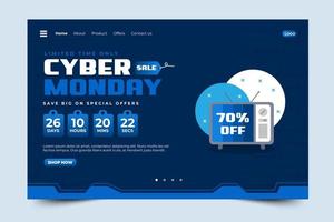 Cyber Monday landing page design template vector