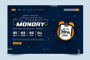 Cyber Monday landing page design template vector