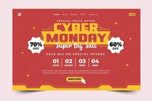 Cyber Monday landing page design template vector