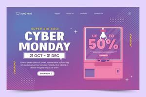 Cyber Monday landing page design template vector