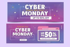 Cyber Monday banner ads design template vector