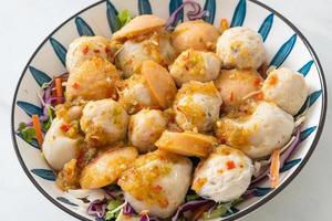 Meatball and fishball spicy salad photo