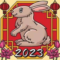 2023 año de la caricatura de color conejo vector