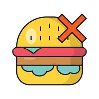 ilustración de vector de cancelación de hamburguesa en un fondo. símbolos de calidad premium. iconos vectoriales para concepto y diseño gráfico.