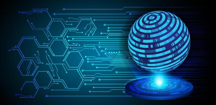 Modern Globe Holographic Projector on Technology Background vector