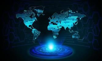 Modern World Map Holographic Projector on Technology Background vector