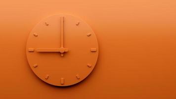 Minimal Orange clock 9 00 Nine o'clock abstract Minimalist wall clock Nine 3d Illustration photo