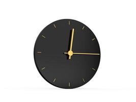 Premium Gold Clock icon isolated 12 15 o clock quarter to one on black icon background. twelve forty five o'clock Time icon 3d illustration photo