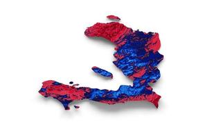 Haiti map with the flag Colors Blue and Red Shaded relief map 3d illustration photo