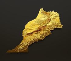 Morocco Map Golden metal Color Height map Background 3d illustration photo