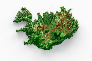 Iceland Topographic Map 3d realistic map Color 3d illustration photo