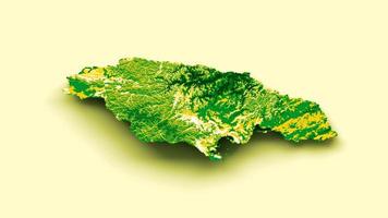 mapa de jamaica con los colores de la bandera verde y amarillo mapa en relieve sombreado ilustración 3d foto