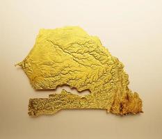 Senegal Map Golden metal Color Height map Background 3d illustration photo