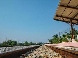 Pattaya Train station with beautiful blue sky.Pattaya is the famous vacation city in Chonburi Province photo