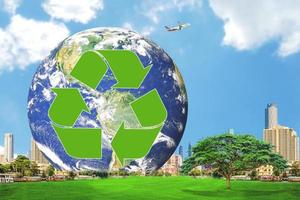 reuse concept Recycle. Protect the environment, reduce pollution, love the world. photo