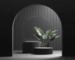 3D rendering platform podium with plant product presentation background photo