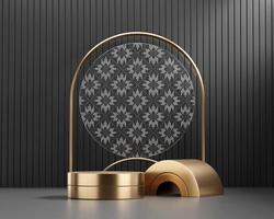 3D rendering abstract luxury gold platform podium product presentation backdrop photo