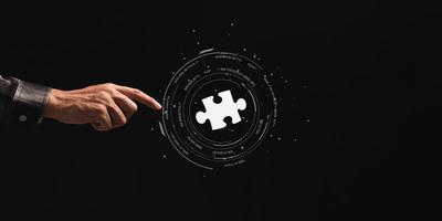 Business Find new solutions, success and strategy connecting assembling jigsaw puzzle photo