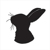 vector drawing, silhouette of hare, rabbit. vintage print for easter. black and white drawing cut out