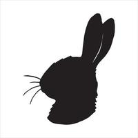 vector drawing, silhouette of hare, rabbit. vintage print for easter. black and white drawing cut out