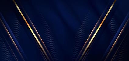 Abstract background luxury dark blue elegant geometric diagonal with gold lighting effect and sparkling with copy space for text. vector