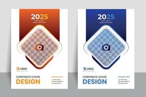 Annual report cover template, corporate brochure, booklet, flyer, 2023, 2024, 2025, magazine, simple and modern design with two color set. vector