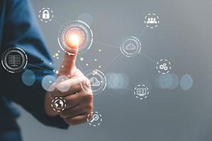 Digital transformation change management, internet of things. new technology bigdata and business process strategy, automate operation, customer service management, cloud computing, smart industry photo