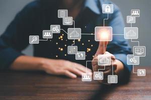 Digital transformation change management, internet of things. new technology bigdata and business process strategy, automate operation, customer service management, cloud computing, smart industry photo