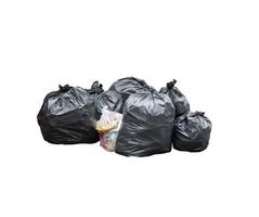 pile of garbage black bag  isolated on white background photo