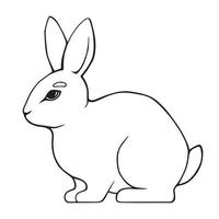 Line-drawn rabbit. Vector black and white illustration.