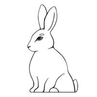 A line drawn rabbit. Vector black and white illustration.