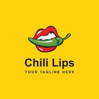 Chili Lips Logo Design Template. vector