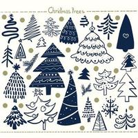 Set of Christmas trees hand drawn elements for your design vector