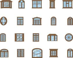 Windows icon pack, illustration, vector, on a white background. vector