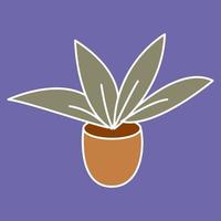 Aloe Vera in brown pot, illustration, vector, on a white background. vector