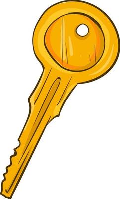 Golden key, illustration, vector on white background