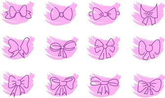 Types of bows, icon illustration, vector on white background