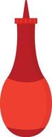 Ketchup in red bottle, illustration, vector on white background.