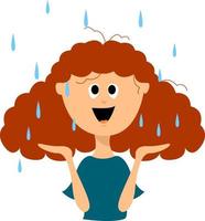 Girl on rain, illustration, vector on white background.