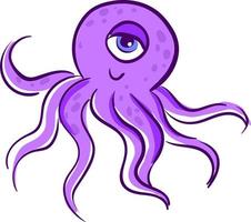 A 1 eyed octopus, vector or color illustration.