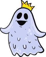 Ghost with a crown, illustration, vector on white background.