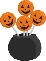 Halloween pumpkin sweets, illustration, vector on a white background.