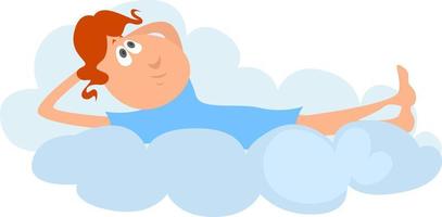 Boy in the sky, illustration, vector on white background