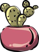 Cactus in a pink pot, illustration, vector on white background.