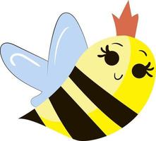 Cute queen bee, illustration, vector on white background.